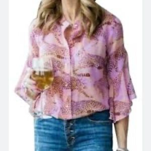 Cabi pink animal bring blouse